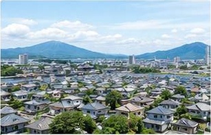 久留米市周辺の街並み